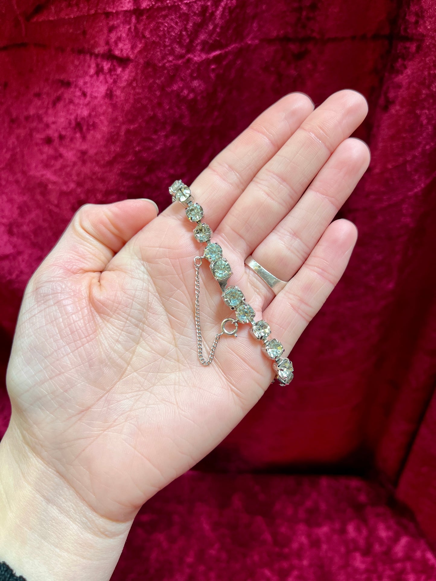 Vintage Jewelry - Tennis Bracelet - Marquise / Round Cut Rhinestones - Eisenberg Ice - 7.25"