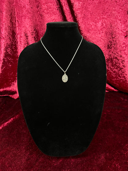 Vintage Silver Tone Religious Medal Necklace - Saint Gerard Pendant