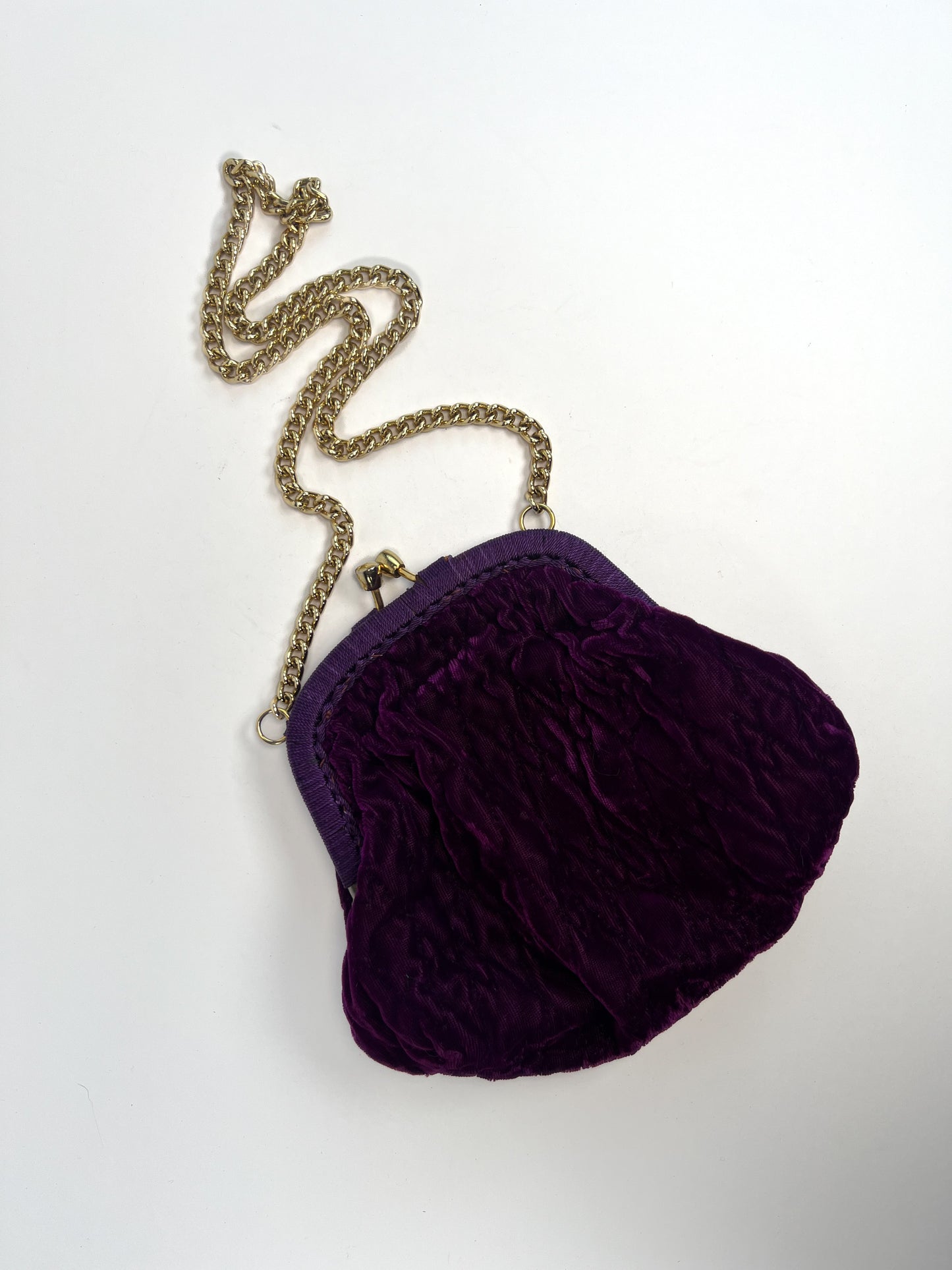 Vintage Purse - Evening Shoulder Bag - Crushed Royal Purple Velvet - An Olympic Accessory - Made In Italy