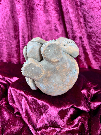 Vintage Oddities - Altar Candelabra - Red Clay Mayan / Aztec Deity Effigy