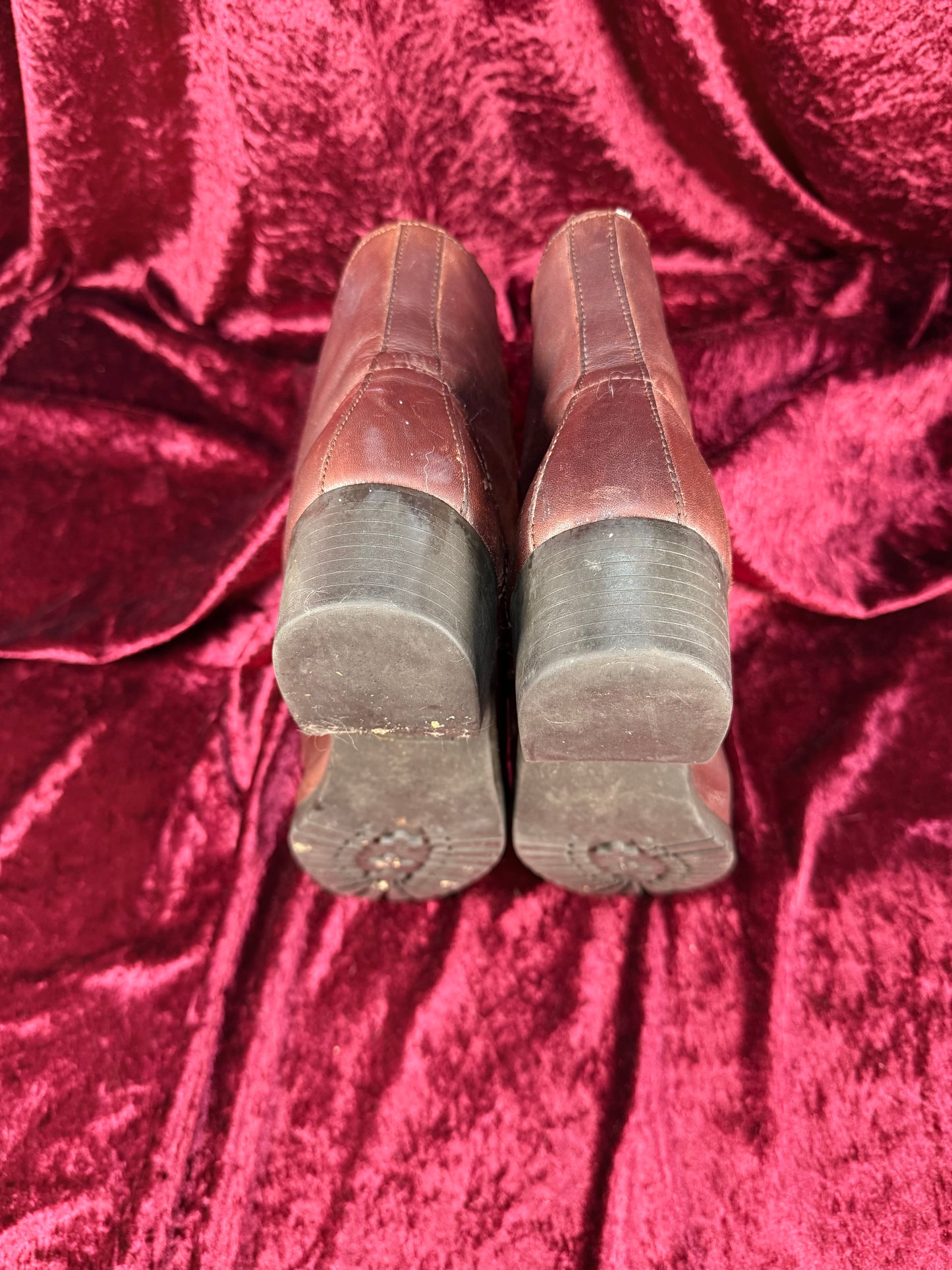 Vintage Shoes - Mahogany Brown - Old Fashioned Leather Ankle Boots - Size 7.5