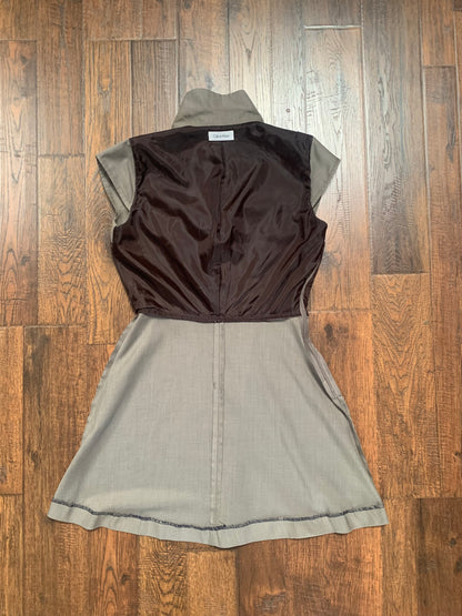 Clothing - Mini Half Button Dress - A-Line - Slate Grey - Calvin Klein - Small