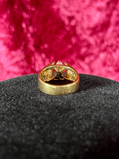 Vintage 14KT Gold Electroplate Cocktail Ring – Marquise Cut Cubic Zirconia - ESP - Size 7.5