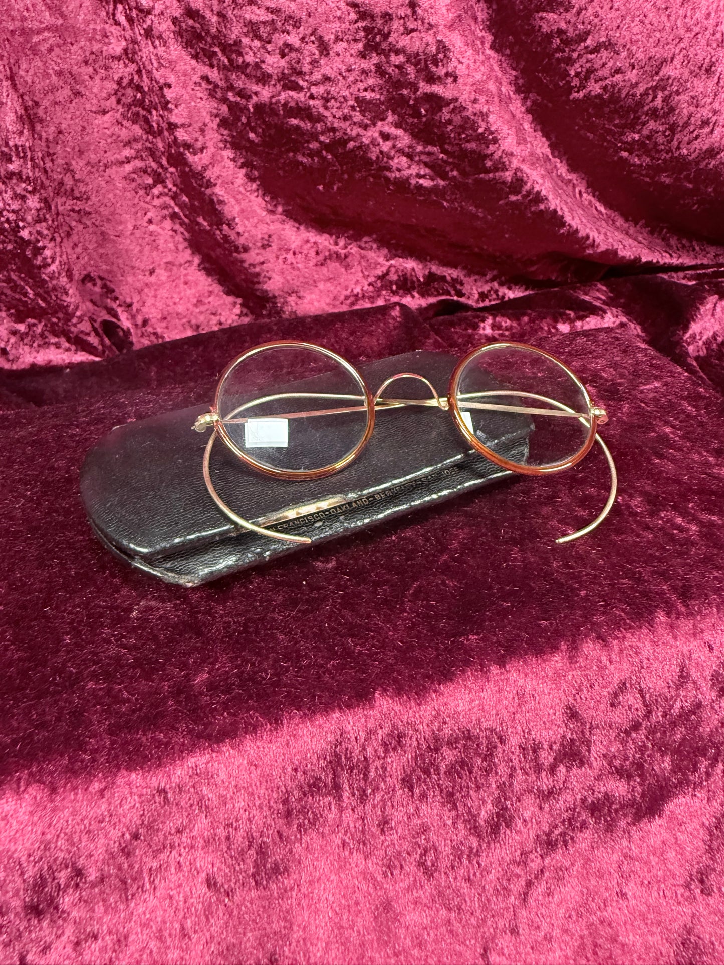 Antique Gold Filled Pince-Nez Eyeglasses – Rimless Spectacles with Chinn-Beretta San Francisco Case
