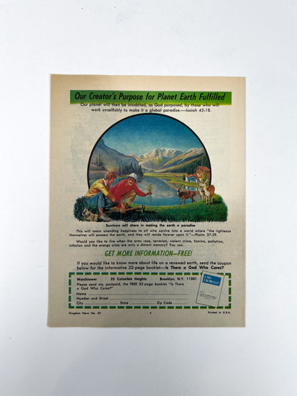 Vintage Ephemera - Religious Pamphlet - Is Planet Earth Near The Brink?