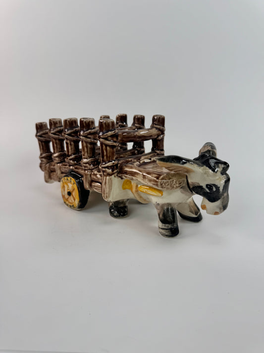 Vintage Donkey Pulling Toast Cart Ceramic Kitchen Decor - Made in Japan