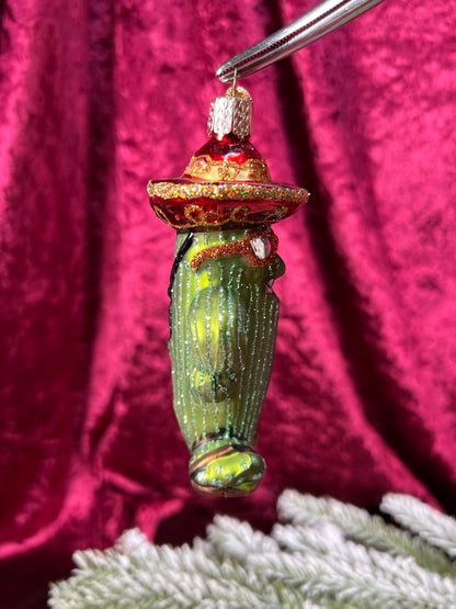 Vintage Christmas - Handblown Glass Ornament - Grinning Cactus - Old World Christmas