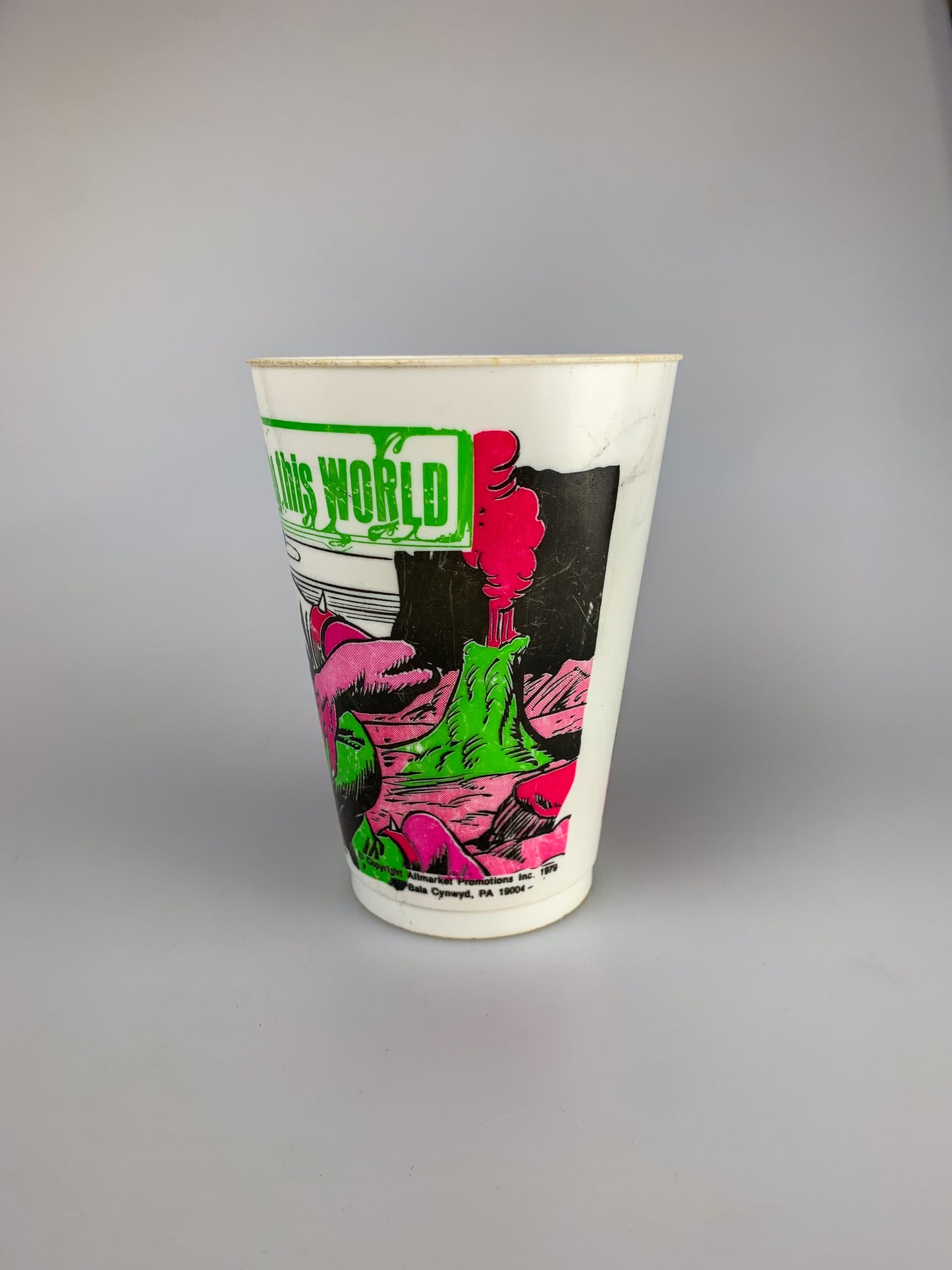 Vintage 1979 Not Of This World Plastic Promotional Slurpee Cup | No. 13 Eyejaws Alien