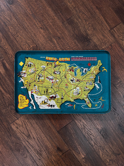 Vintage Metal TV Tray - Replogle Play-Tray USA Map Game