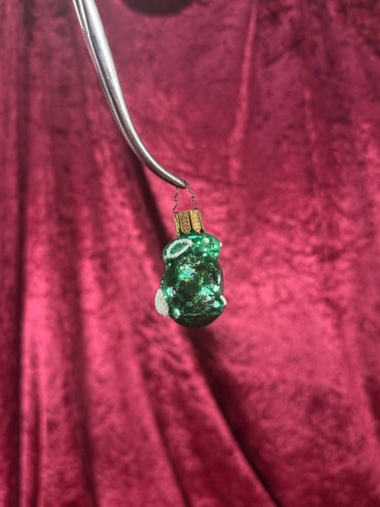 Vintage Christmas - Handblown Glass Ornament - Green Bunny - Czech Republic
