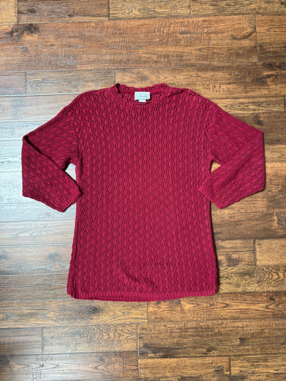 Vintage Clothing - Thin Knit Oversized Sweater - Light Maroon - Mondala Made In U.S.A. - Small