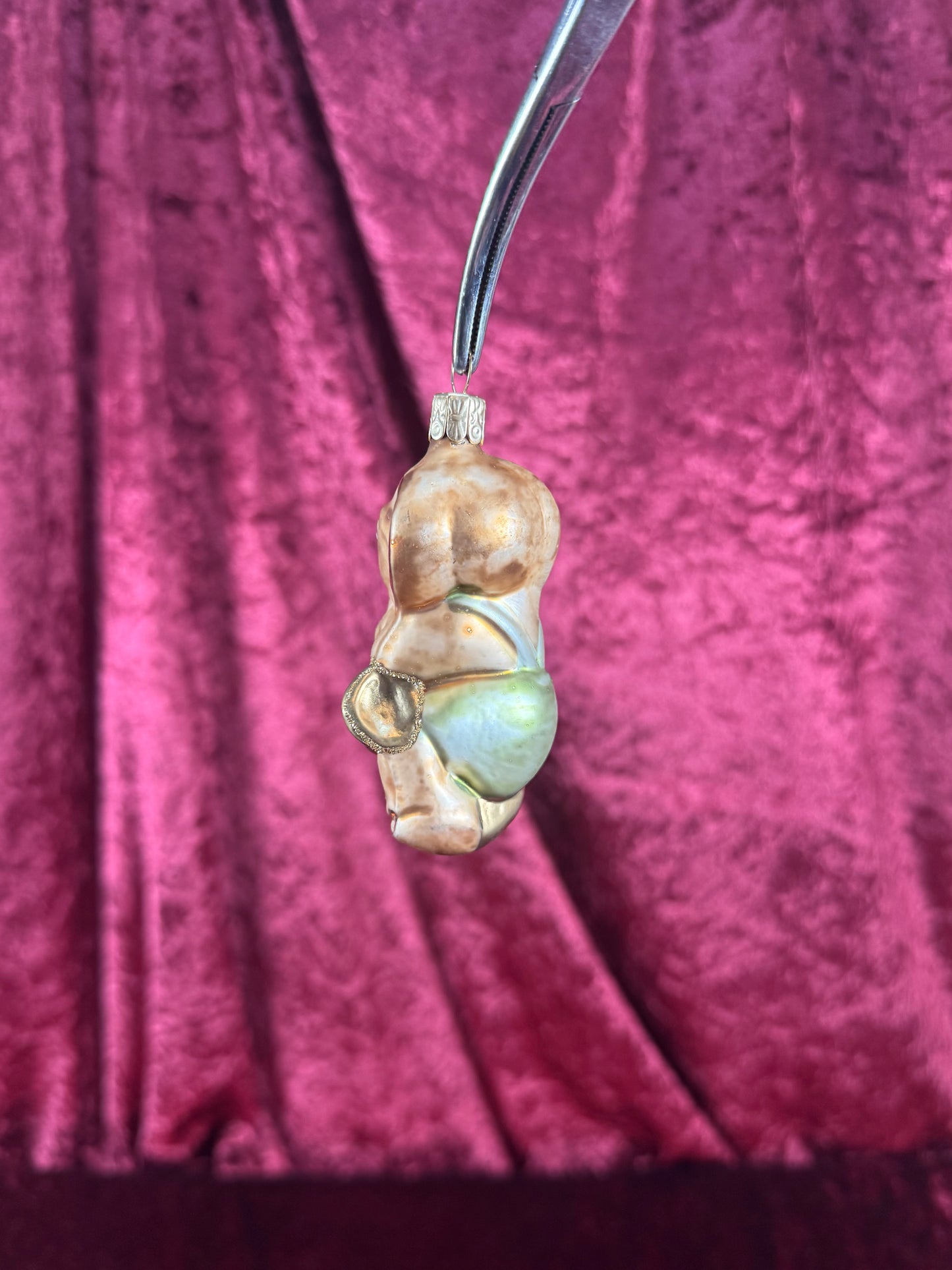 Vintage Christmas - Handblown Glass Ornament - Anthropomorphic Elephant Playing A Trombone