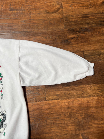 Vintage Clothing - Pullover Sweatshirt - Meowy Christmas - Saxon Cove - Medium