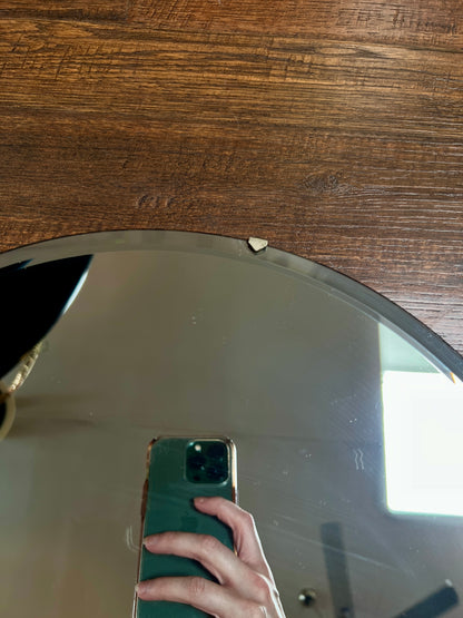 Vintage Round Frameless Beveled Glass Portal Mirror - 15.5"
