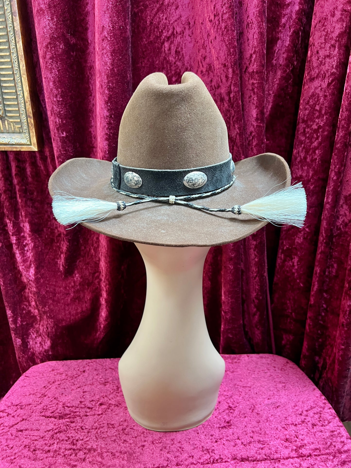 Vintage Brown Wool Cowboy Hat with Silver Conchos – Western Style - Stetson Junior