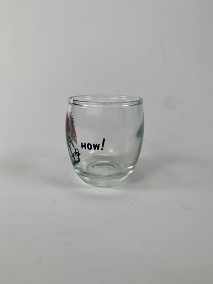 Vintage Shot Glass - How! - 1950s Novelty Gag Gift