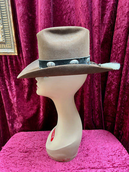 Vintage Brown Wool Cowboy Hat with Silver Conchos – Western Style - Stetson Junior