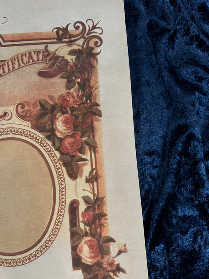 Vintage Paper Marriage Certificate - Victorian Style Cherub Floral Keepsake Print