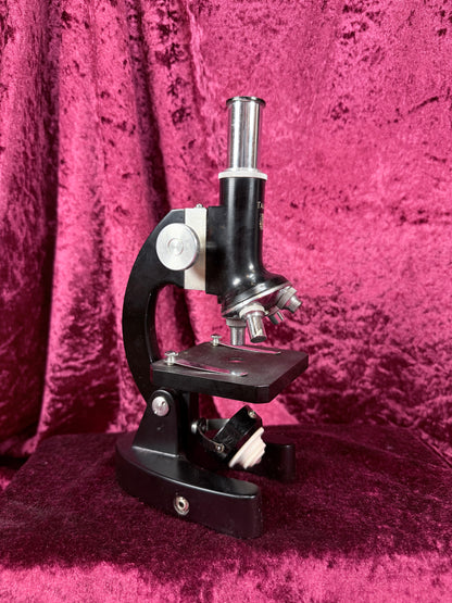 Vintage Tasco Metal Microscope Set – Complete Japanese Student Science Kit with 3 Prepared Slide Collections