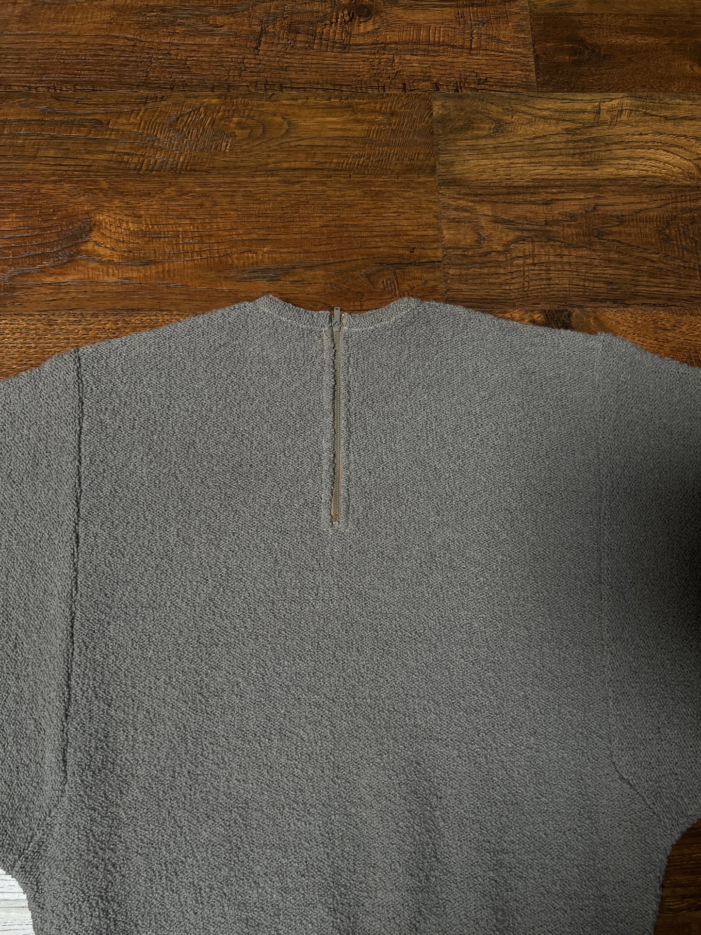 Vintage KIMS by Kimberly Knitwear Virgin Wool Sweater — Grey Bouclé Cropped Knit - Small