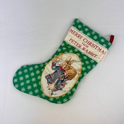 1992 F. Warne & Co Toy Works Peter Rabbit Beatrix Potter Christmas Stocking in Green