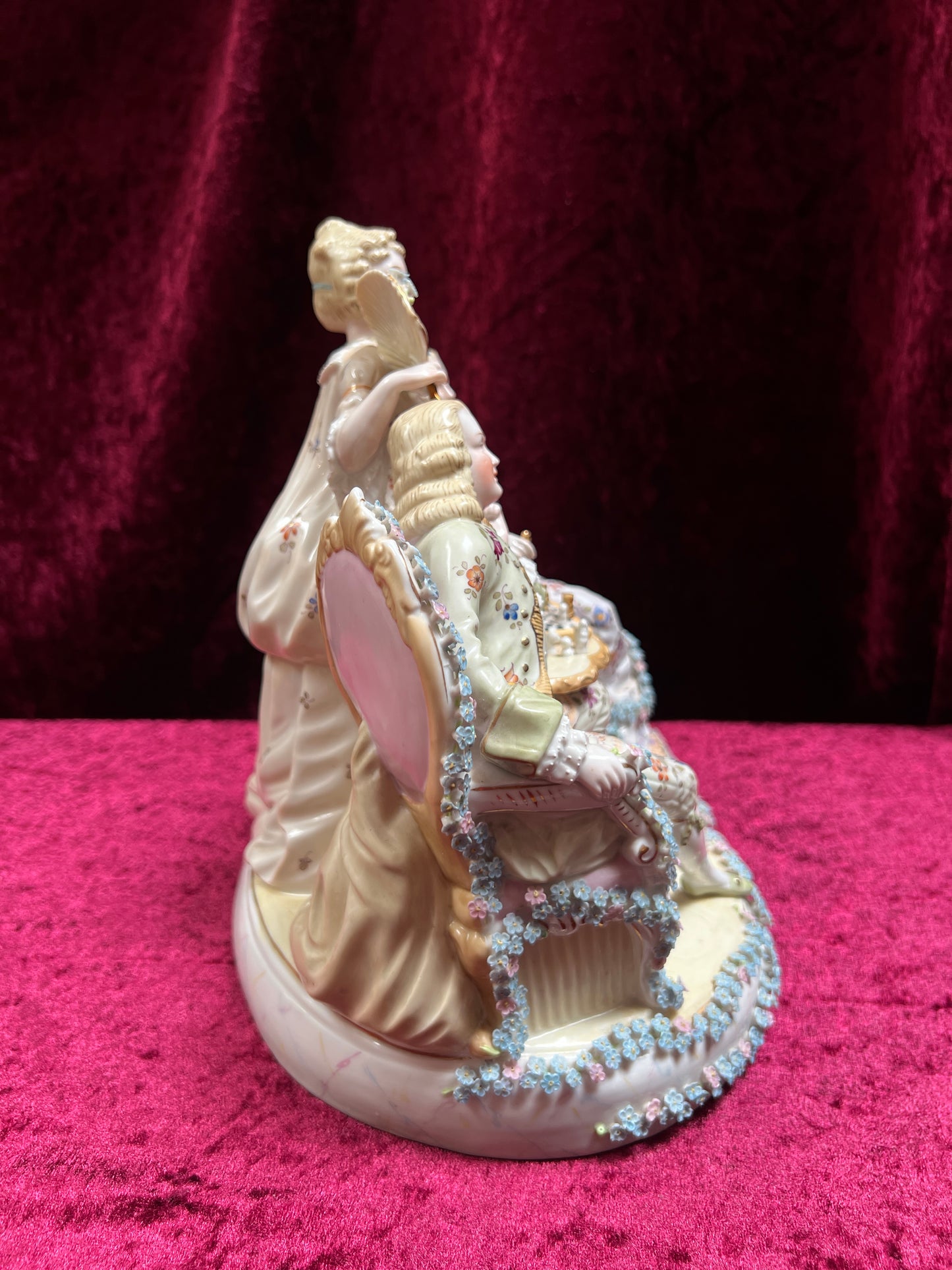 Vintage Porcelain Figurine - Antique Dresden Style Chess Game German Saxe Group