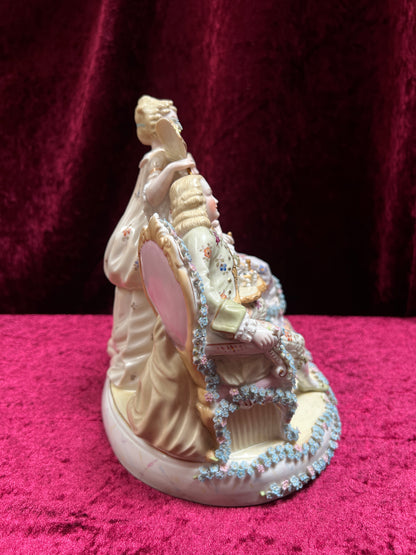 Vintage Porcelain Figurine - Antique Dresden Style Chess Game German Saxe Group