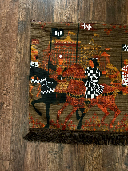 Vintage Woven Medieval Tapestry Wall Hanging - Atournament Tibor Reich Fringe Textile