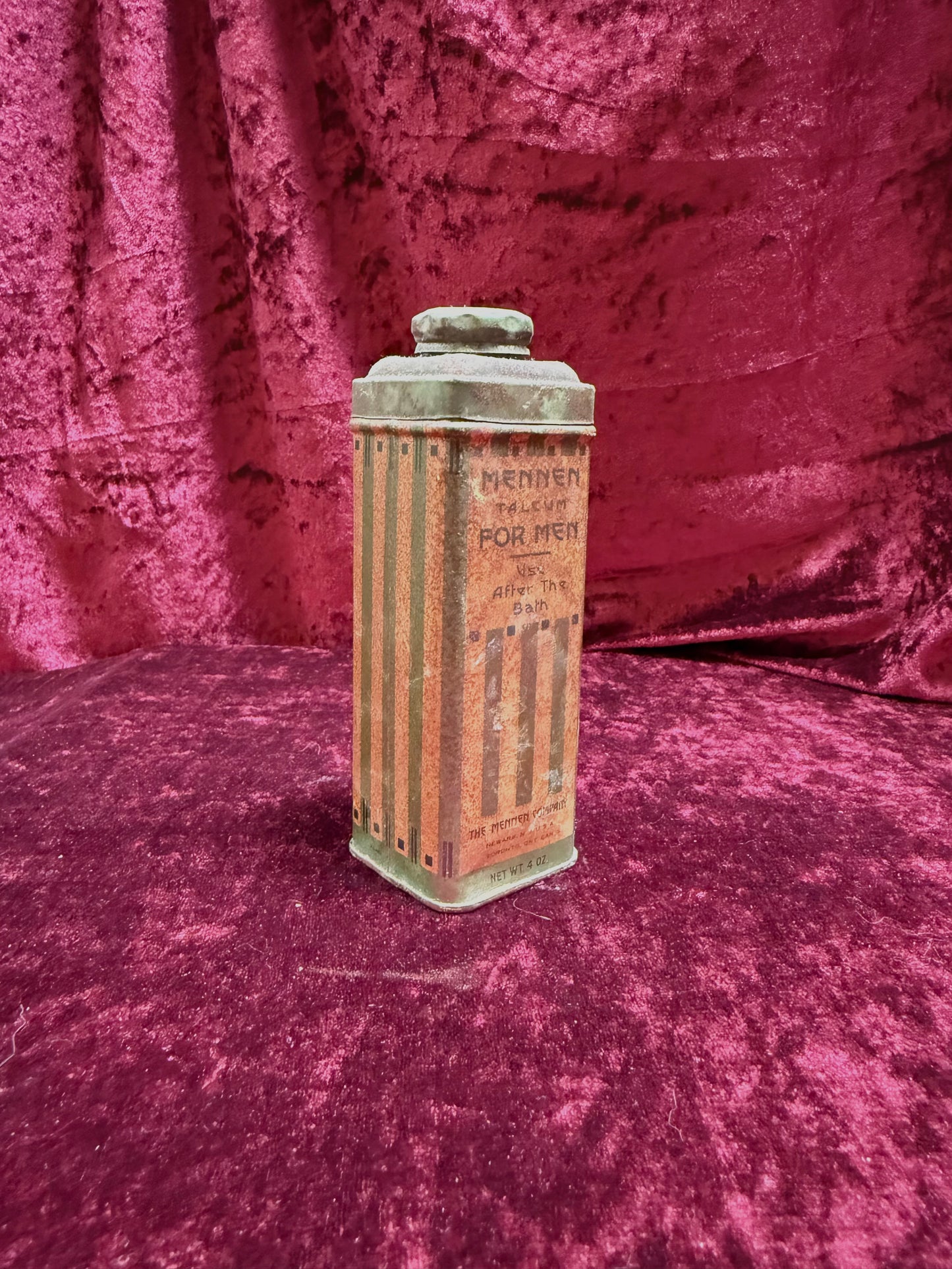 Vintage Medicine Cabinet - 1930s Art Deco Metal Tin - Mennen Talcum For Men