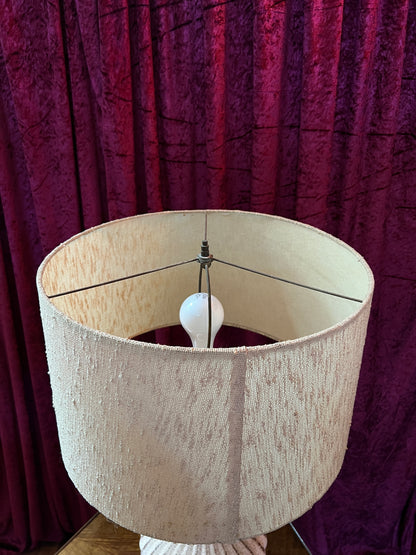 Vintage Ceramic Table Lamp - Pink Ribbed Urn Base Mid Century Modern