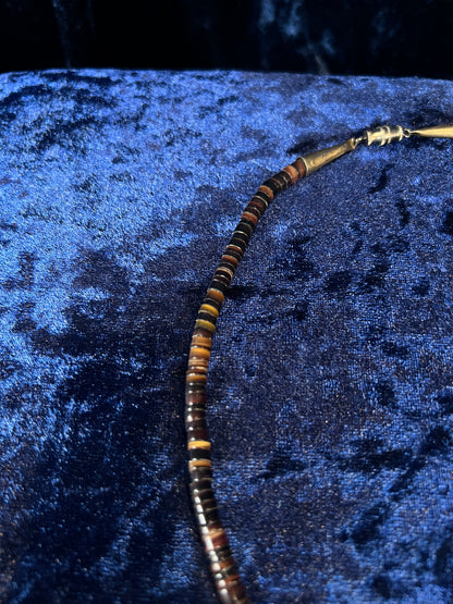 Vintage Zuni Heishi Fetish Necklace - Shell and Mother of Pearl Birds Sterling Silver Clasp