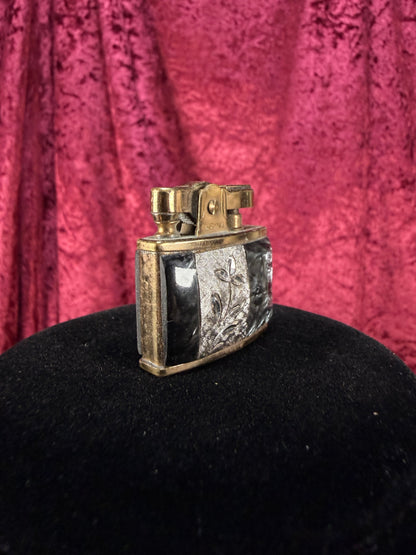 Vintage Brass Pocket Lighter – Floral Inlay - Marhill Japan