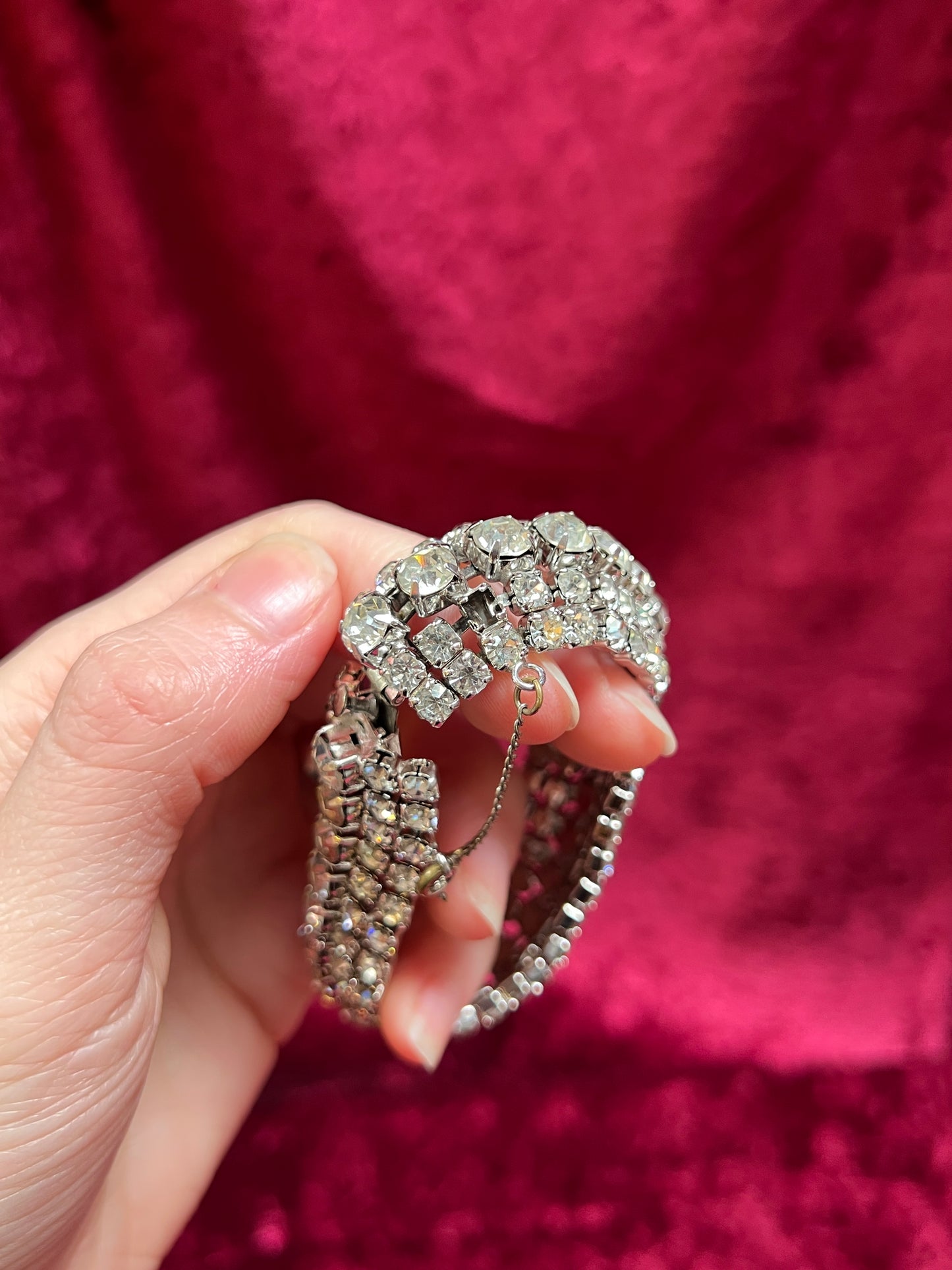 Vintage Jewelry - 5-Row Tennis Bracelet - Round Cut Rhinestones - 7.5"