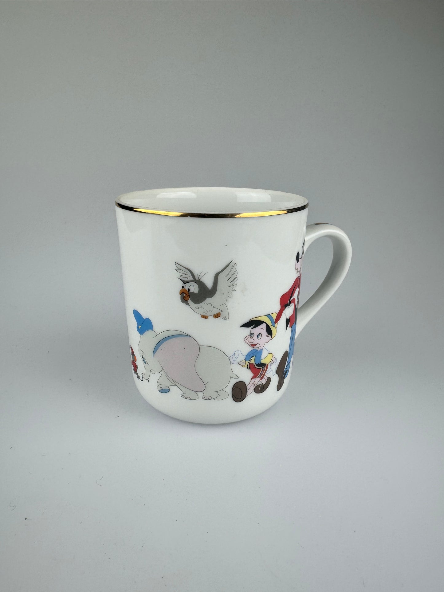 Vintage 1970s Collectible Disney Porcelain Mug - Mickey and Classic Characters - Japan