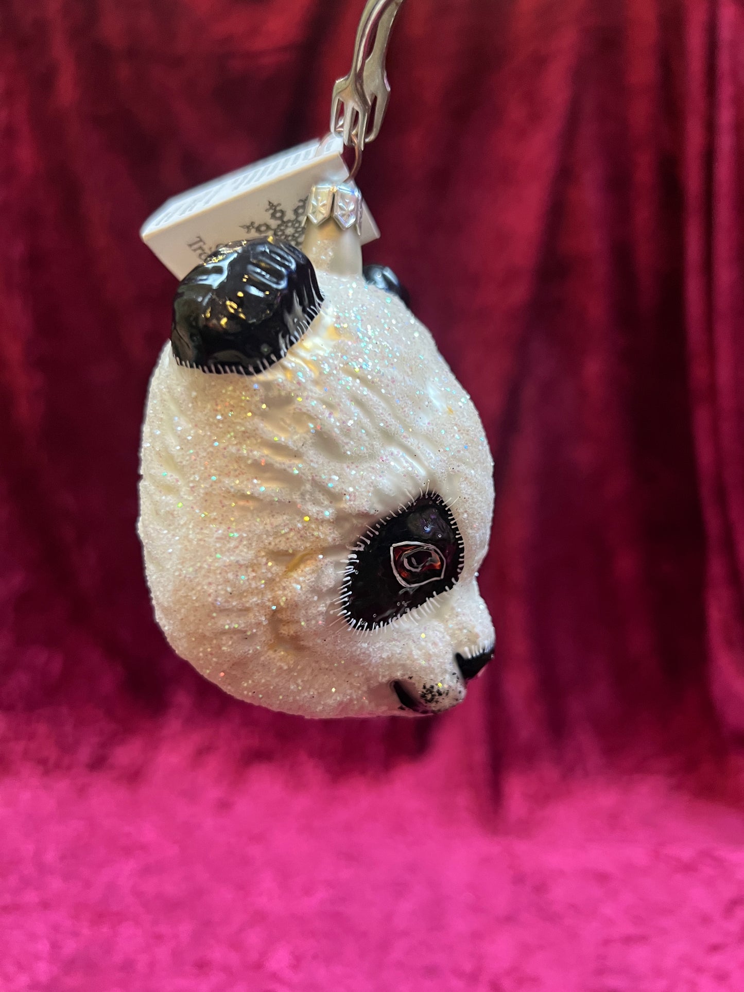 Vintage Christmas - Handblown Glass Ornament - Mini Panda - Slavic Treasures - Made In Poland