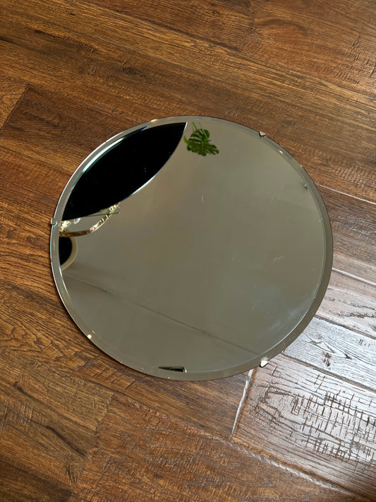 Vintage Round Frameless Beveled Glass Portal Mirror - 15.5"