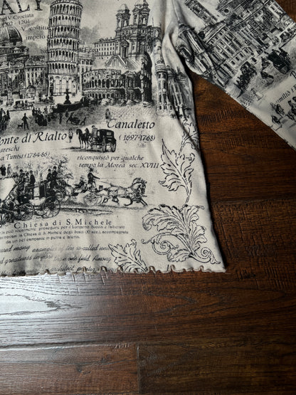 Vintage Impulse California Cotton Graphic Top — Scenic Italy Print Lettuce Hem - X-Large