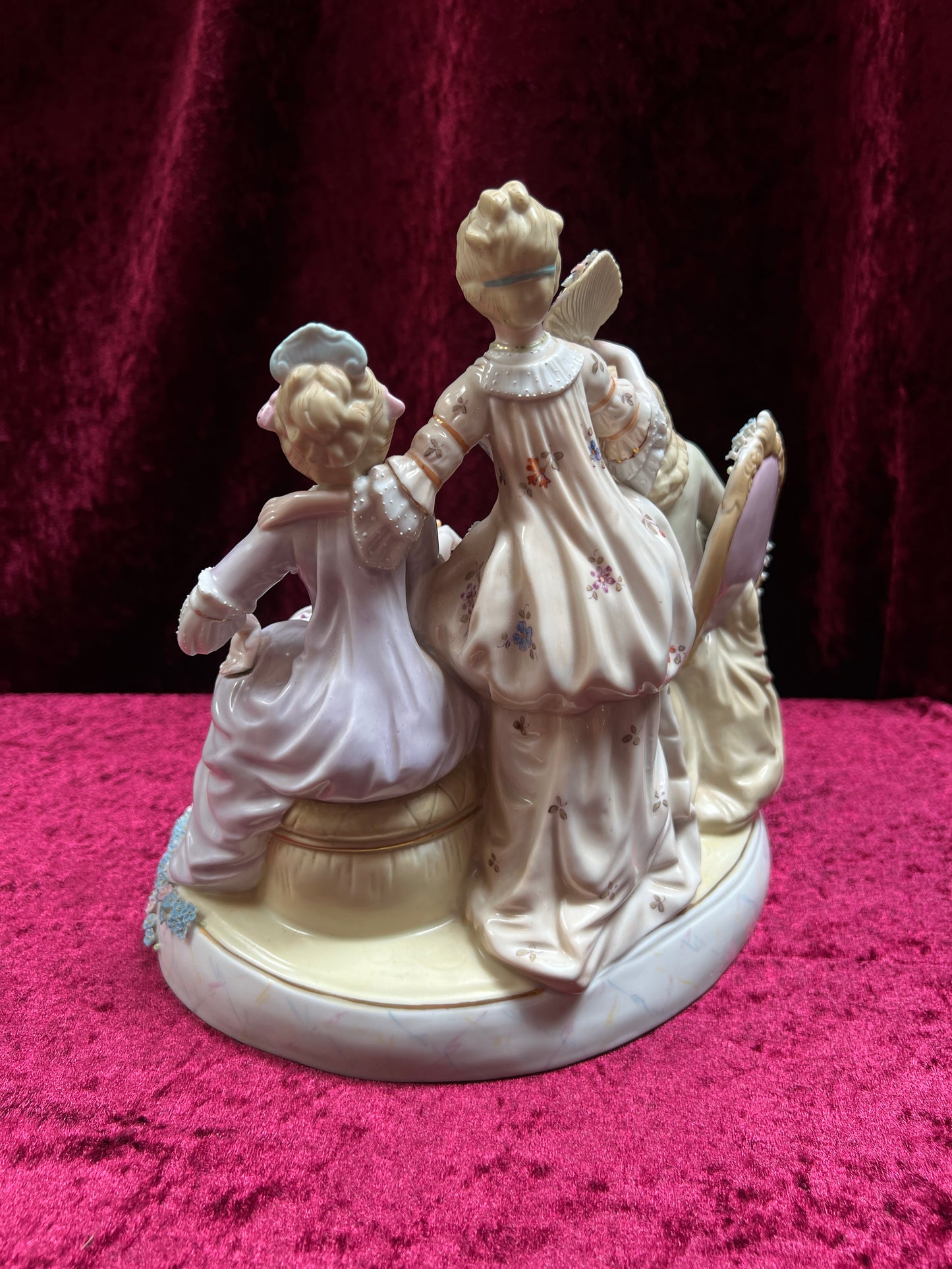 Vintage Porcelain Figurine - Antique Dresden Style Chess Game German Saxe Group