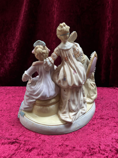 Vintage Porcelain Figurine - Antique Dresden Style Chess Game German Saxe Group