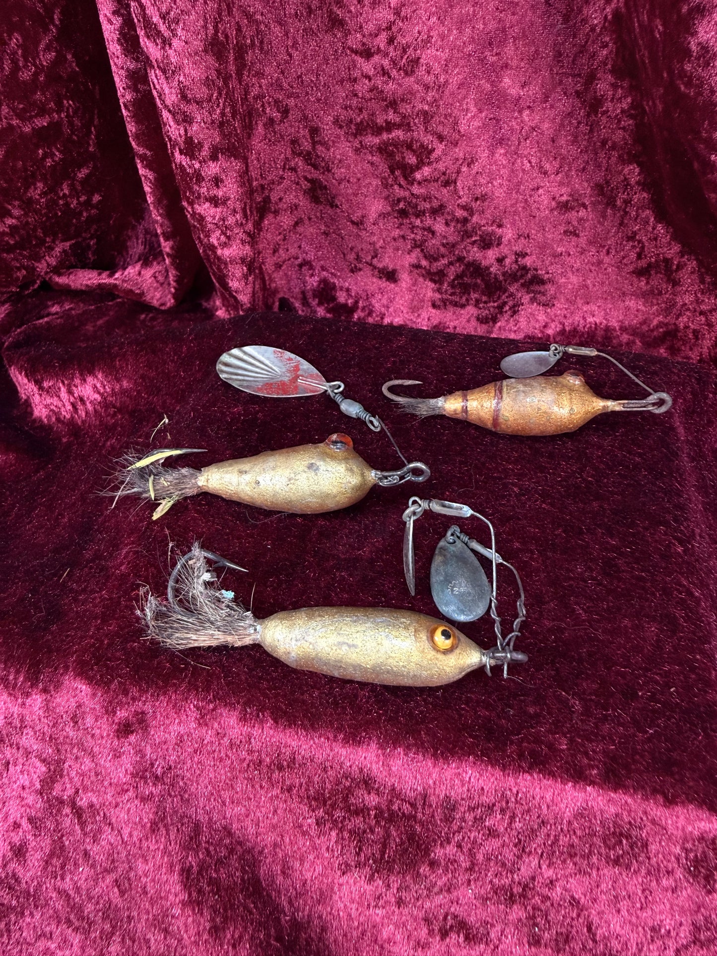 Vintage Glass Eye Fishing Lure Lot of 3 - Empire City Spinner Baits