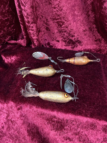 Vintage Glass Eye Fishing Lure Lot of 3 - Empire City Spinner Baits