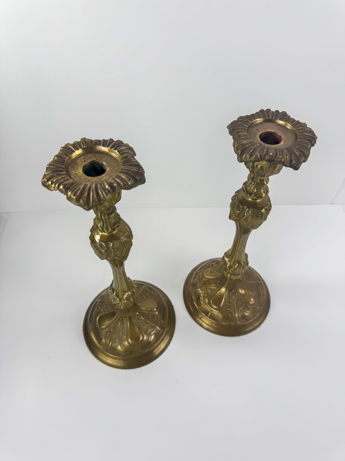 Vintage 1990s Ornate Brass Candlesticks - Pair of 2