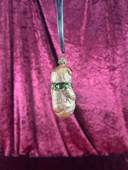 Vintage Christmas - Handblown Glass Ornament - Bear Holding A Red Heart - 4"