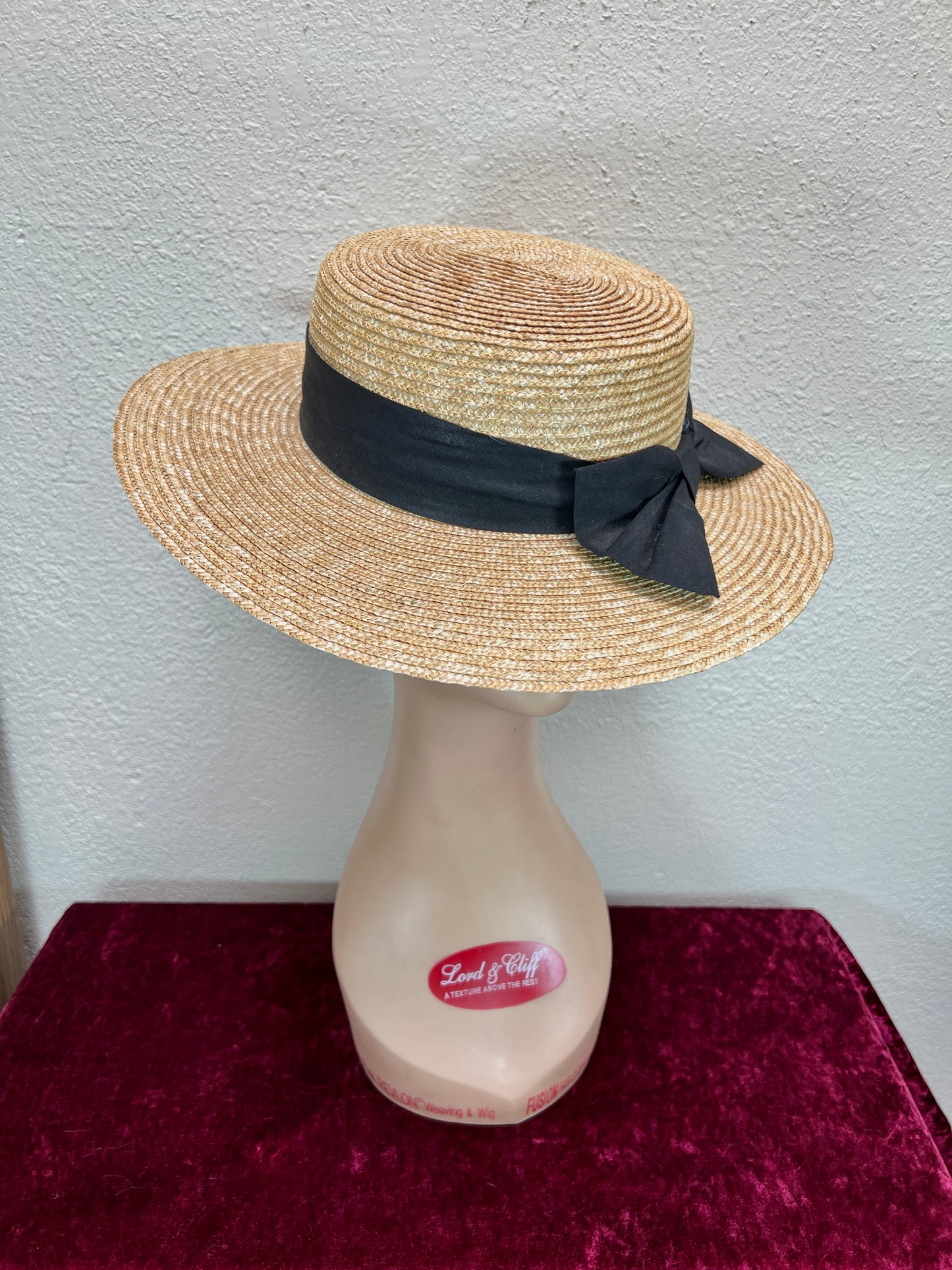Vintage Accessories - Straw Sun Hat - Black Bow - Medium - Scala