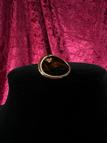 Vintage Gold Tone Ring – Bold Sparkle Heart Ring by Avon - Size 8.5