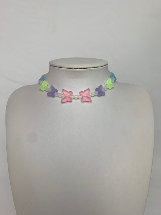 Vintage Avon Pastel Rainbow Butterfly Necklace