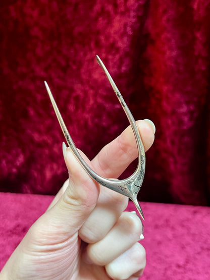 Vintage Oddities - Antique Sterling Silver Sugar Tongs - Wishbone