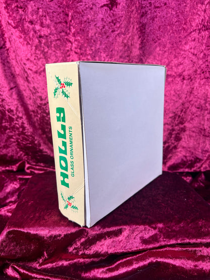 Vintage Christmas - Glass Ornament Set - Solid Red - Holly - Made In USA