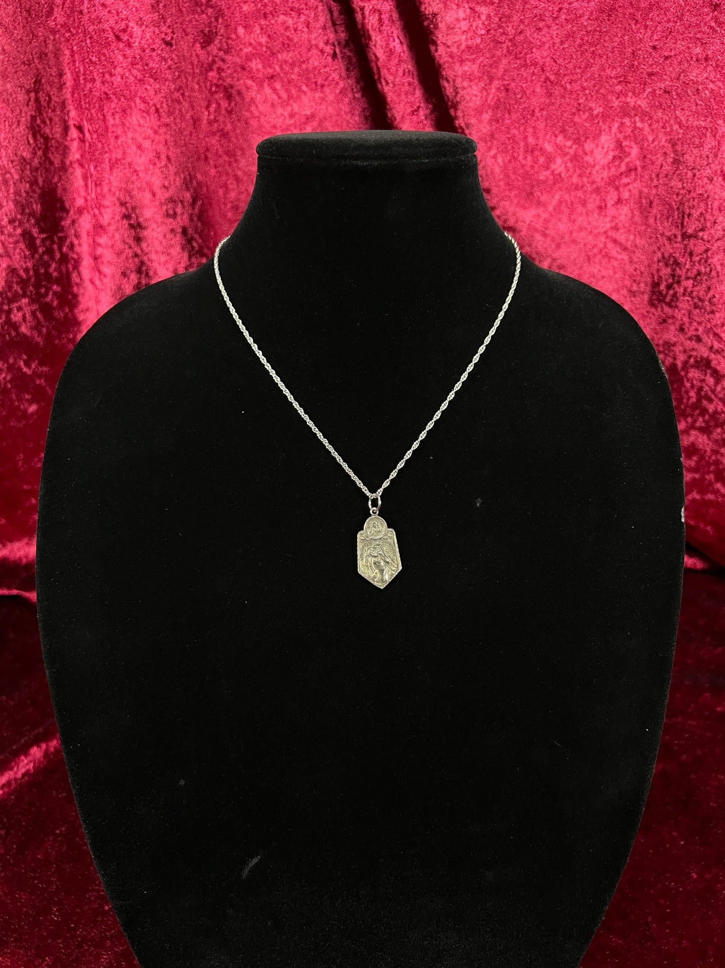 Vintage Sterling Silver Religious Pendant - Saint Christopher Catholic Medal