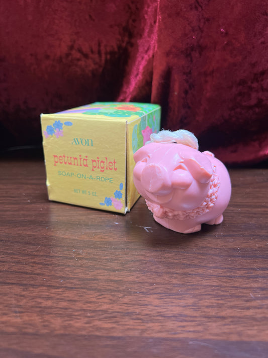 Vintage Bathroom - Petunia Piglet Soap On A Rope - Avon